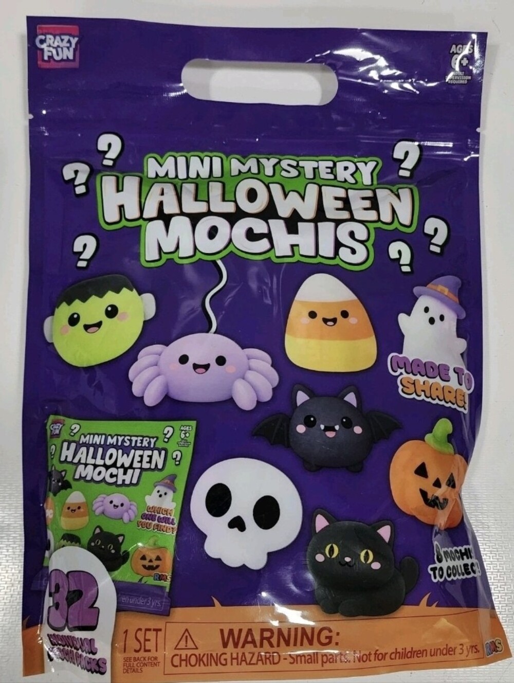 2 BAGS Mini Mystery Halloween Mochis  Halloween Plush Blind Bags.  32 In a Bag